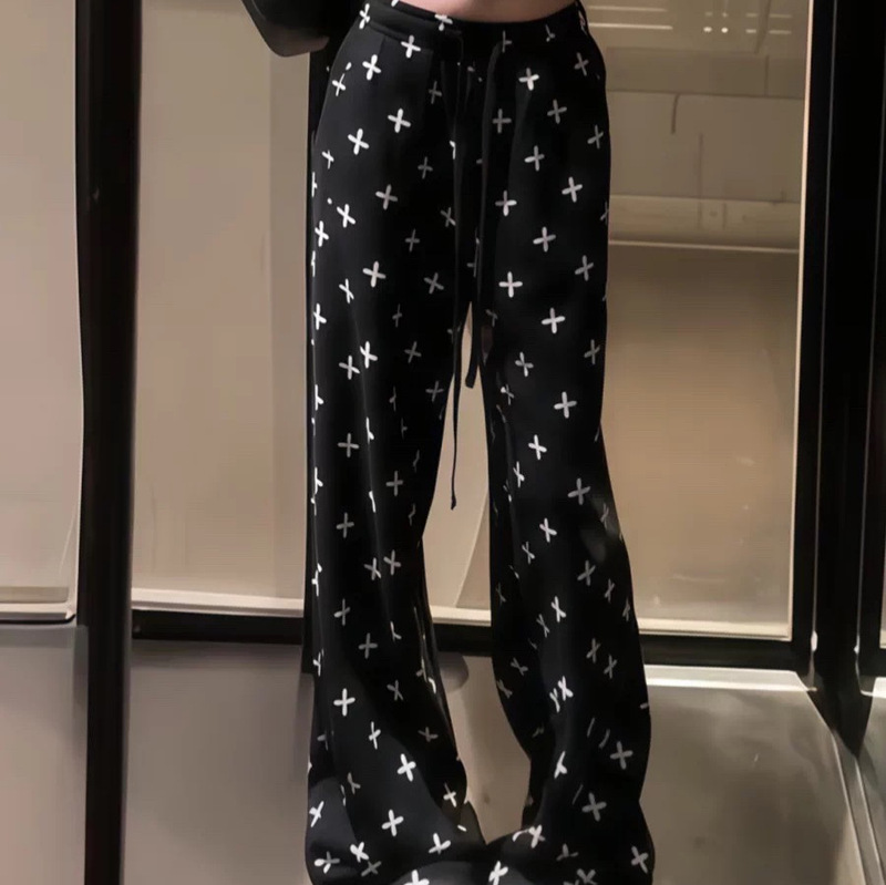 Original Korean-Style Design Cross-Flower Full-Print Casual Pants for Women 2026 Spring New Loose Wide-Leg Sports Trousers Original Korean-Style Design Cross-Flower Full-Print Casual Pants for Women 2026 Spring New Loose Wide-Leg Sports Trousers