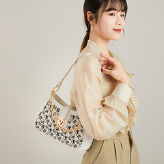 高級感小眾設計法棍包包女2024新款潮時尚百搭鏈條單肩斜挎腋下包