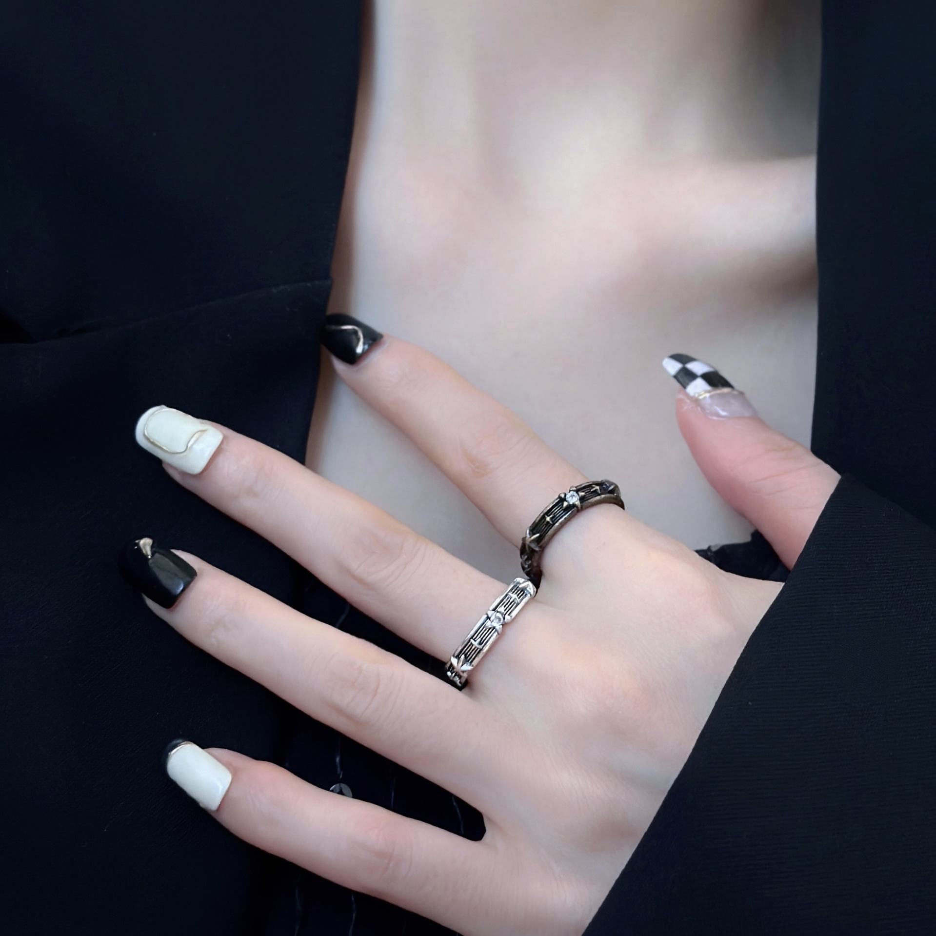 Adjustable Geometric Star Pentagram Open Ring For Women_voghion.com