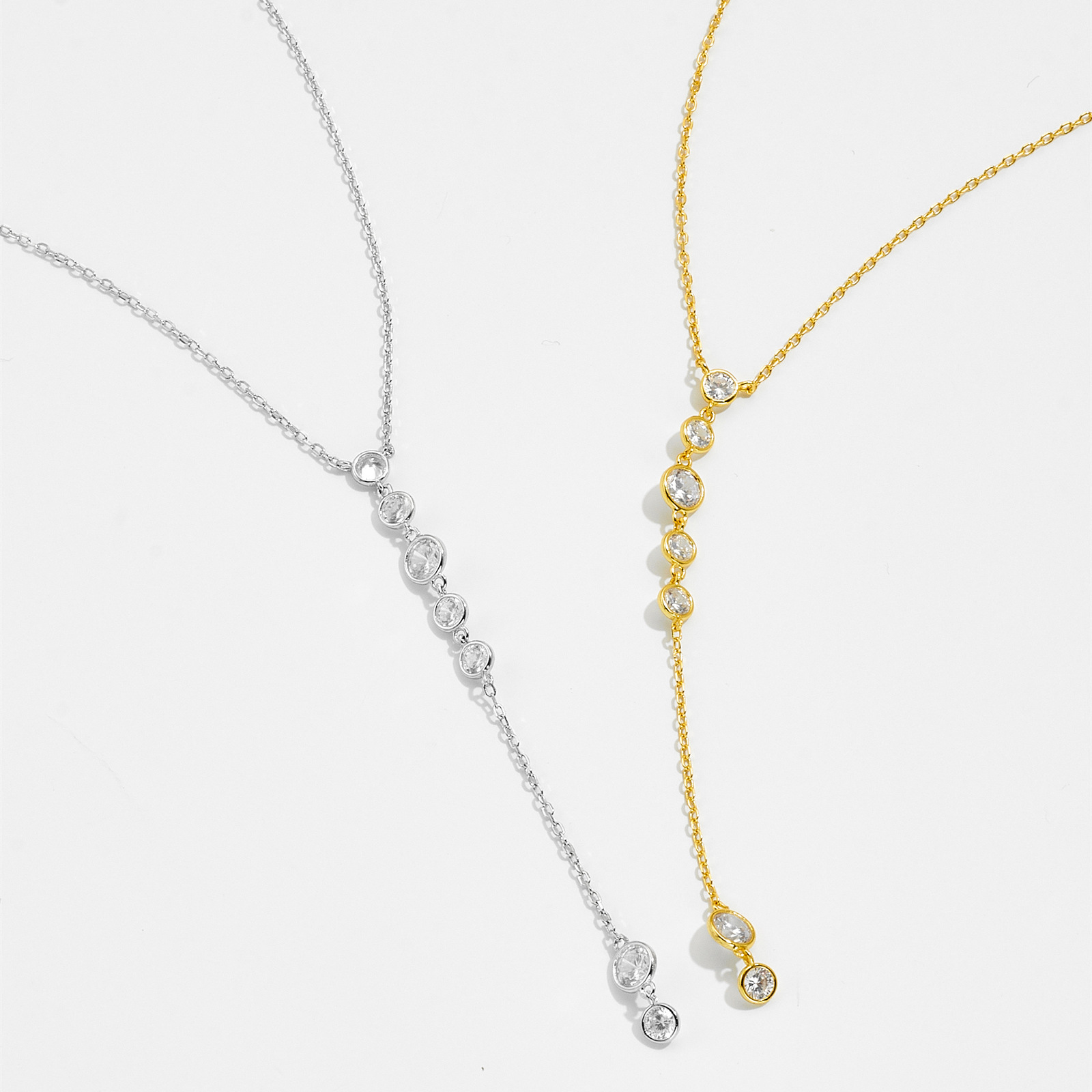 cable chain Chain Type 1 Piece Quantity 925 Sterling Silver Zircon Cable Chain Inlay Round Pendant Necklace