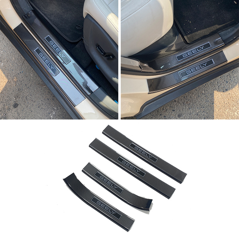 Suitable for GEELY EX2 carbon fiber pattern door sill strip, welcome pedal, trunk guard, tailgate protective strip, and sticker