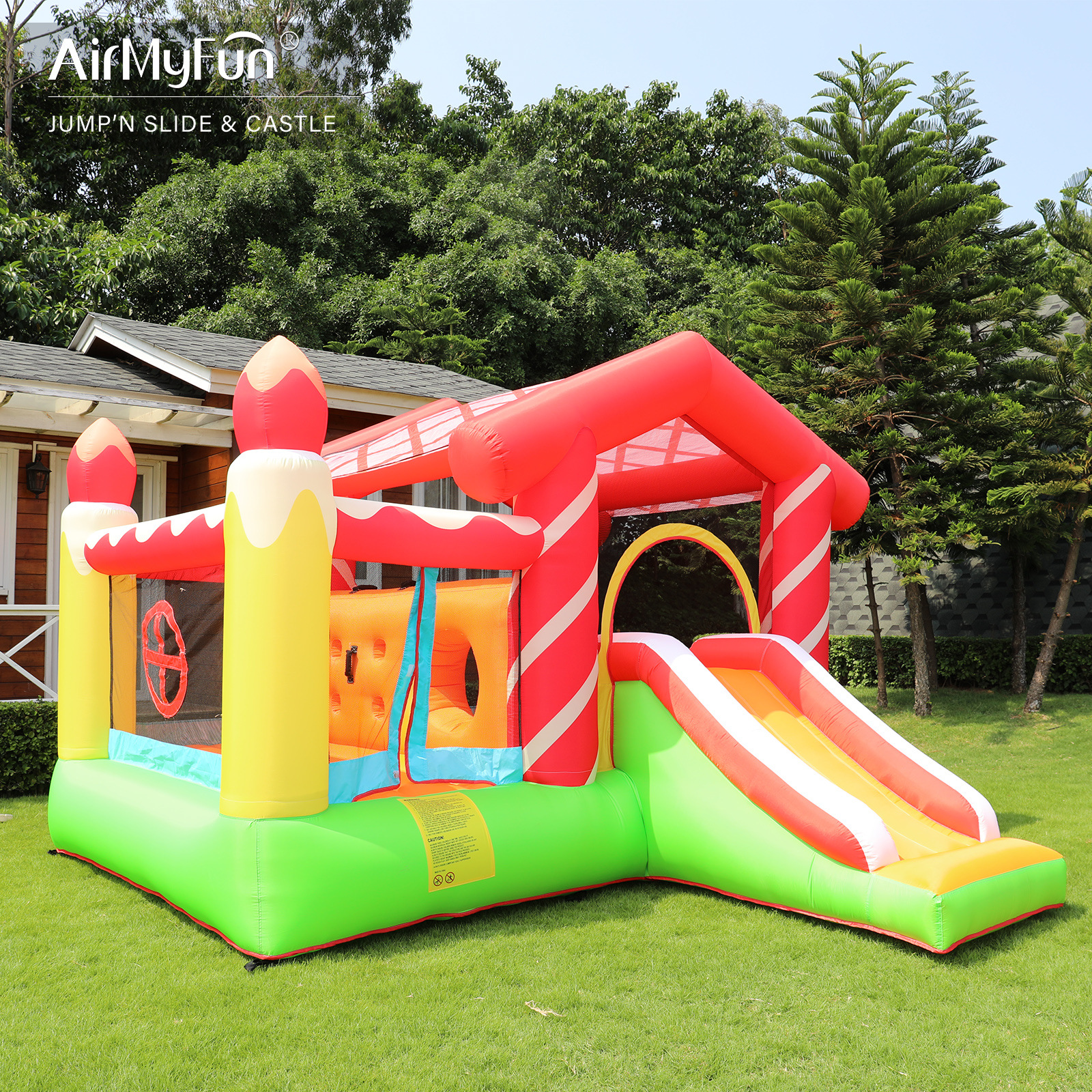 AMF | Castillo inflable infantil para fiestas, pequeño tobogán inflable, castillo infantil, pequeño trampolín inflable