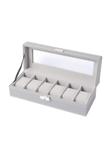 New leather gray watch box, storage box, display box, high-end watch case, watch box wholesale