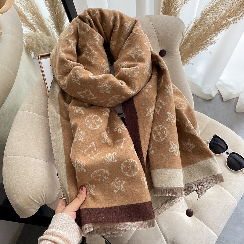 Autumn and Winter Faux Cashmere Scarf for Women, Long Versatile Shawl with Tassels, Double-Sided Neck Warmer, Wholesale Autumn and Winter New Style