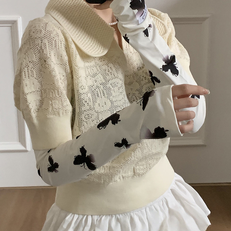 Mangas de hielo, mangas de seda de hielo, mujeres, ciclismo de verano, sombra al aire libre, protección UV, degradado, lazo, mangas de hielo, mangas de protección solar