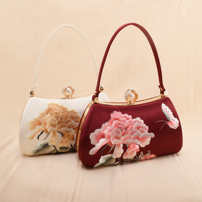 suzhou embroidery portable female bag handmade embroidered flowers bag  niche restoring ancient design Chinese Cheongsam qipao