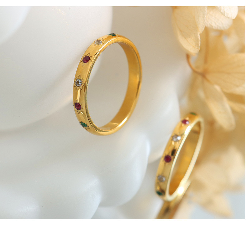 Fashion Circle Titanium Steel Rings Plating Zircon Stainless Steel Rings