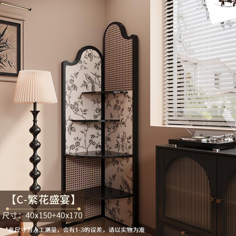中古风转角置物架客厅角落展示架卧室拐角家用多功能收纳架其它|undefined