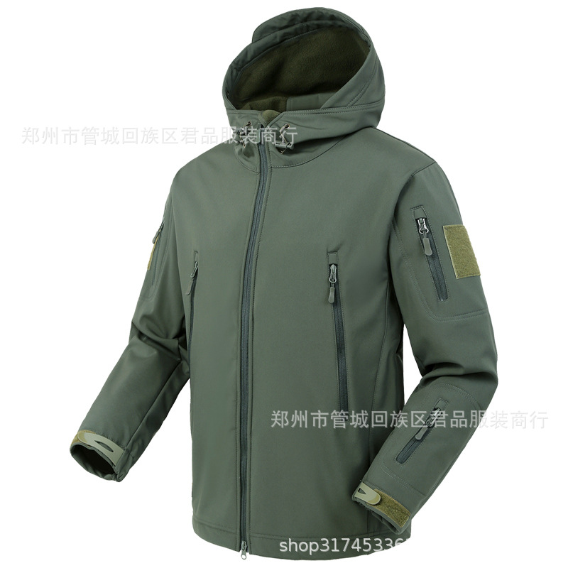 Factory direct supply shark skin jacket outdoor plus velvet warm camouflage clothing grain fleece jacket