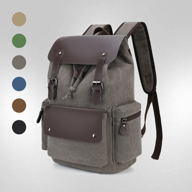 Euramerican Cross-border Men's Canvas Bag Fashion Retro Durable Laptop Bag Large Capacity Ins Style Korean Version Dual Shoulder Bag for Men