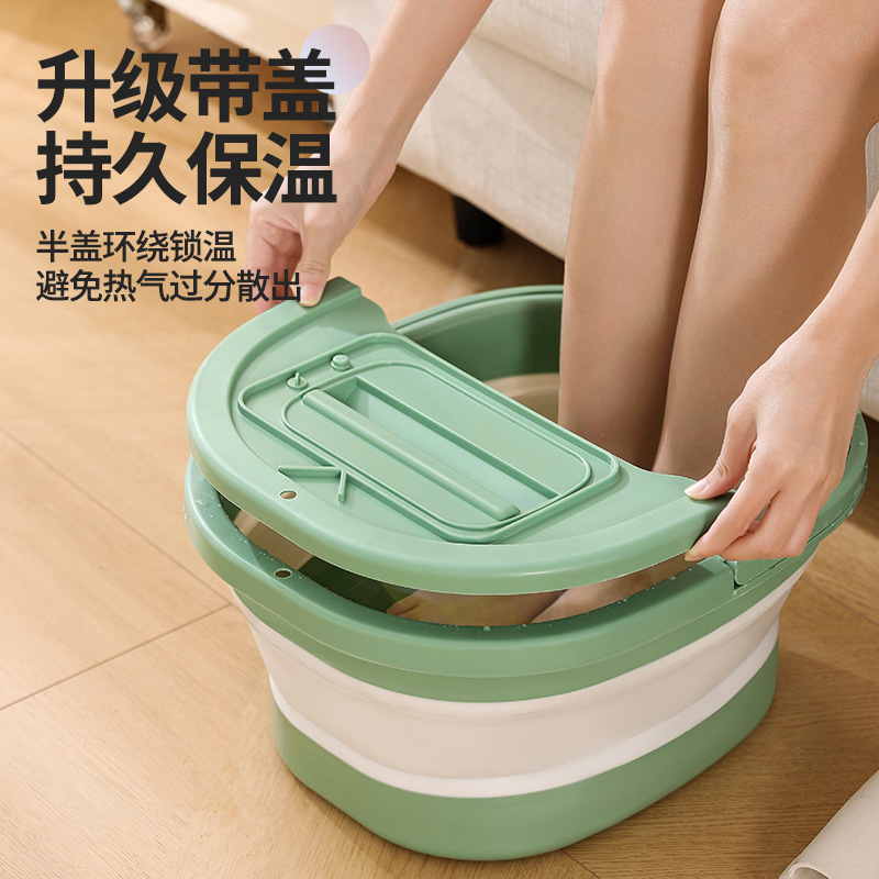 家用可摺疊足浴盆足底按摩款泡腳神器洗腳盆加深省空間泡腳桶批發