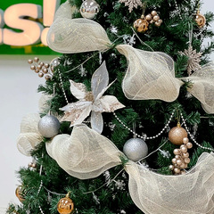クリスマスツリーのリボンのリボンの赤い本のネットの赤いクリスマスの配置ppネットの糸の花輪の蝶結びの部品の対外貿易の新型