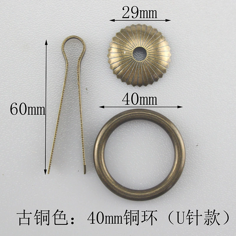 Chinese copper handle drawer wardrobe door Chinese vintage antique simple single-hole door handle brass wardrobe handle