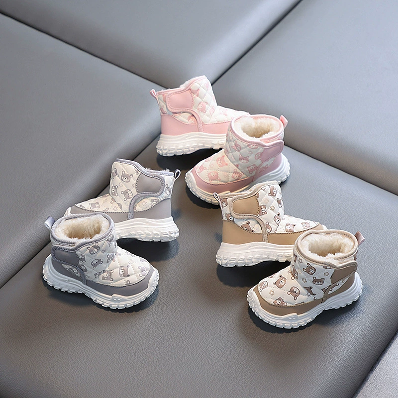 Little Lubao плюс бархат зимой 1-2-3 года детские хлопковые сапоги для мужчин и женщин нескользящие водонепроницаемые снежные сапоги утолщенные два хлопка