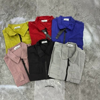 Cross-Border Ston Stone Island Metal Mesh Shirt Jacket Zip-Up Cardigan Unisex Casual Loose Fit Dropshipping