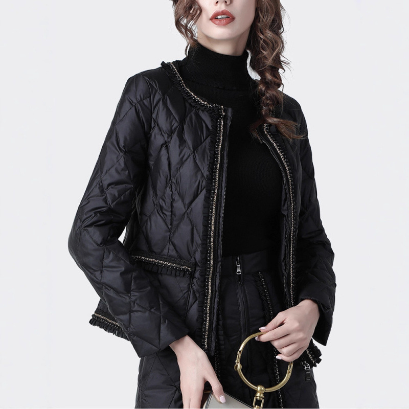 可小香风羽绒服女短款小个子轻薄白鸭绒秋外套轻便黑金羽绒衣