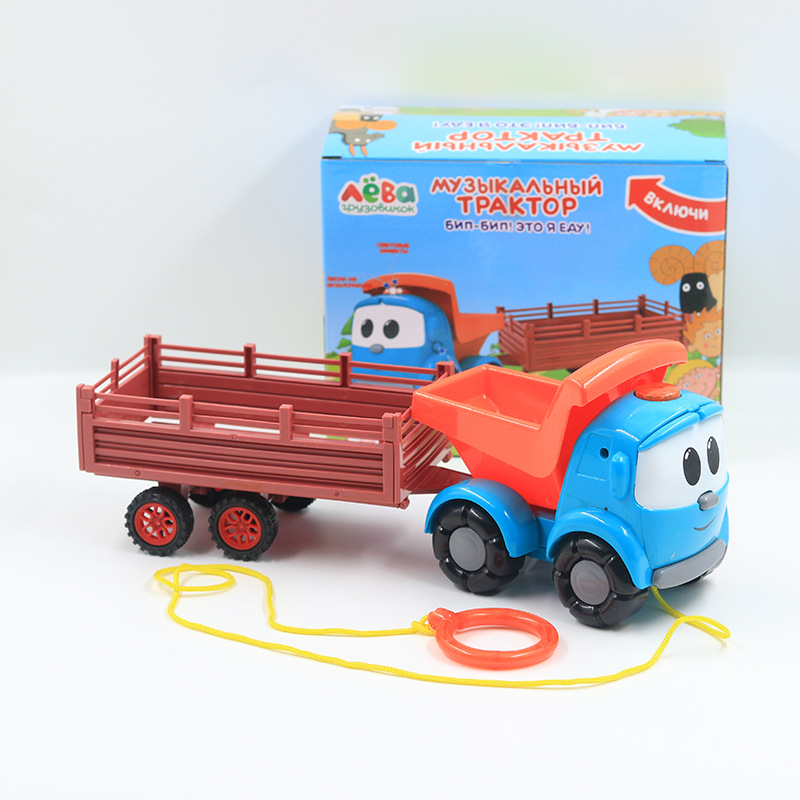 Gama completa de tractores azules, coches de granjeros rusos, tractores azules de inercia de dibujos animados, juego de estacionamiento para niños.