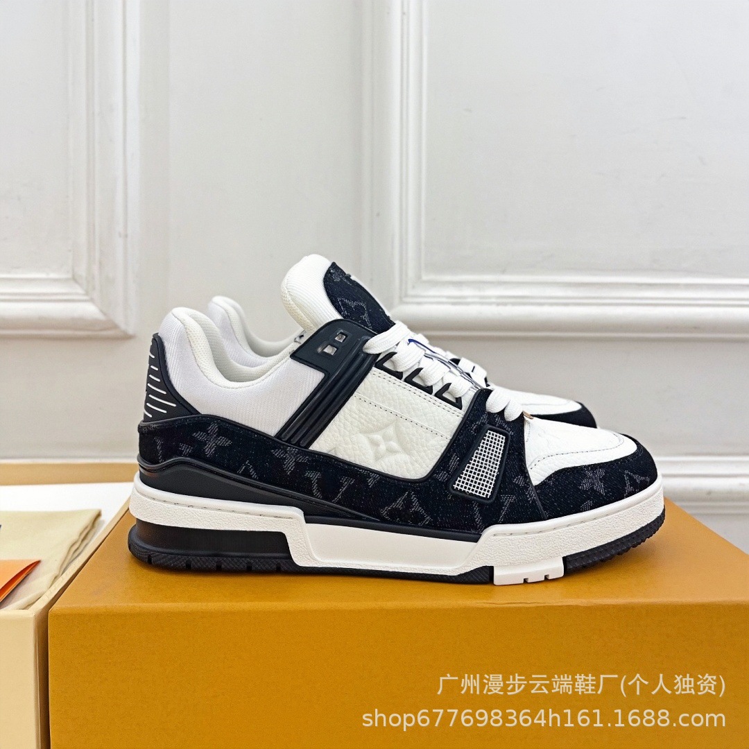 Pure Source Guangzhou Top Trainer, zapatos de skate para parejas, paquete completo de zapatos casuales de cuero para hombres y mujeres.