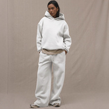 2025秋冬新款欧美女装纯色休闲时尚两件套跨境运动连帽卫衣套装女