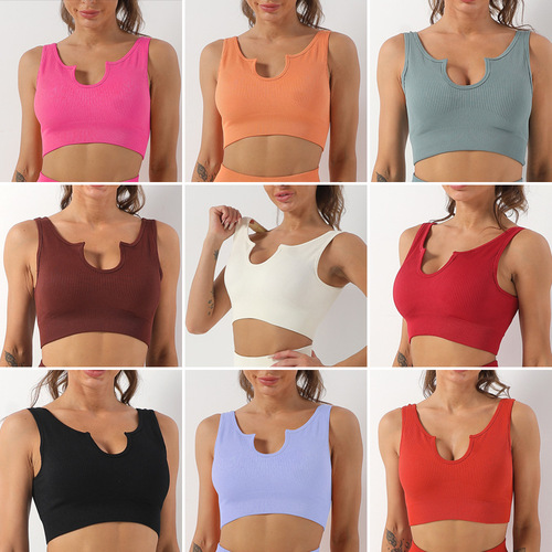 European and American summer quick-drying yoga vest all-in-one shockproof push-up sports bra women's lulu fitness bra beautiful back