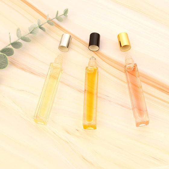 Square Glass Perfume Bottle 10ml Transparent Toner Bottled Portable Press Spray Empty Bottle Roller Bead Bottle