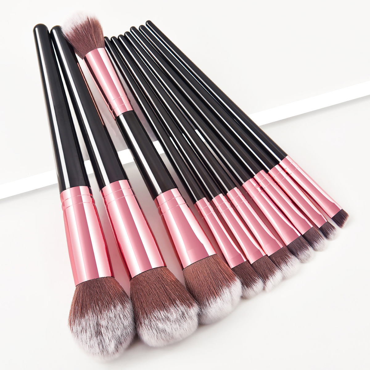 10 Make-up-Pinsel schwarz gold Beauty-Tools Set Pinselset GUJHUI_voghion.com