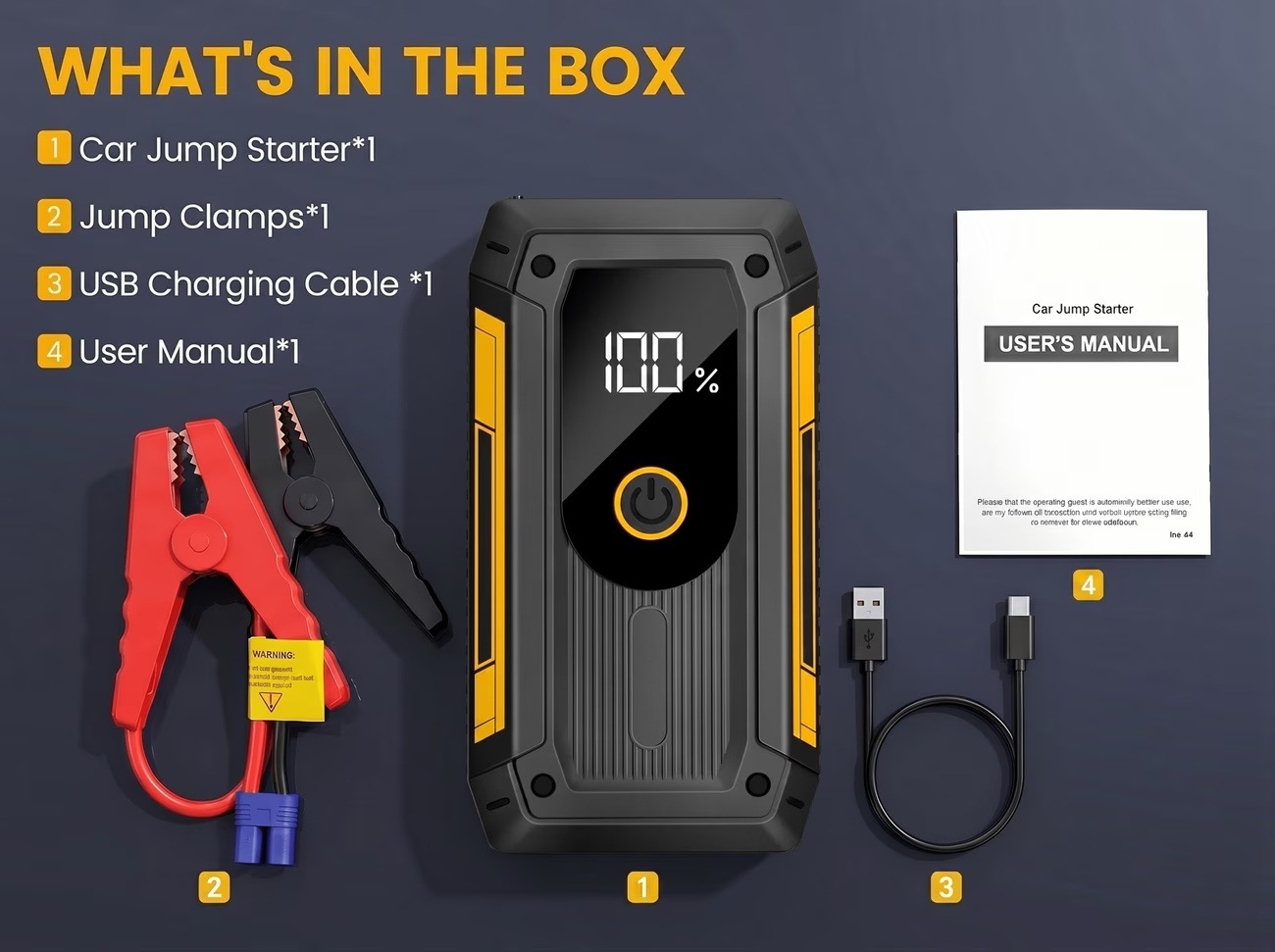 Cross-border car emergency starting power supply with complete English certification, 12V starter with power bank and lighting warning
