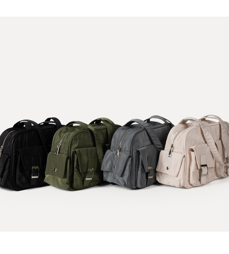 Women's Nylon Multi Pocket Shoulder Bag For College Students_voghion.com
