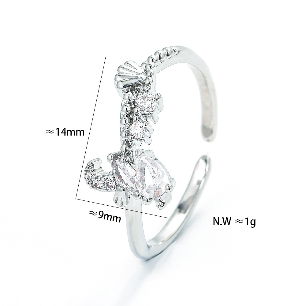 Geometric Pattern Unisex Gender Korean Style Micro-encrusted Ring Diamond-encrusted Geometric Irregular Copper Opening Adjustable Ring