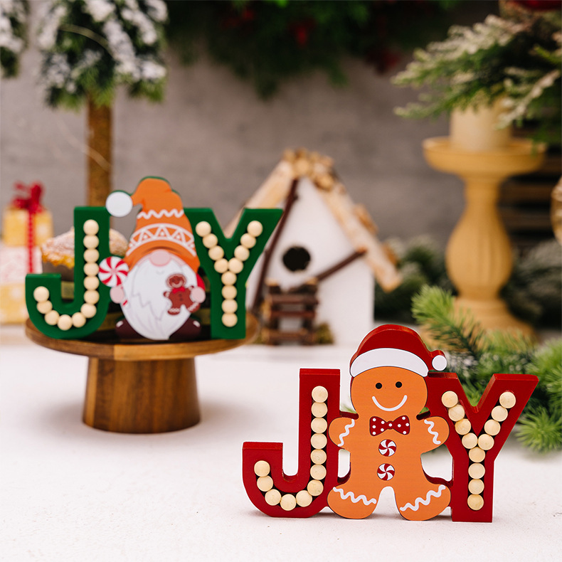 156g Weight Ornaments Home Textiles & Decor Type Ornaments Event & Party Supplies 1 Piece Quantity Party, Festival Occasion Wood Material Christmas Festival Gingerbread, Doll, Letter Pattern Cute Style Christmas Cute Gingerbread Doll Letter Wood Party Festival Ornaments 8