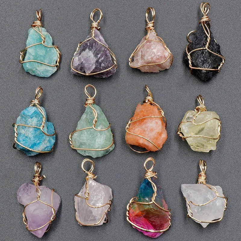 Natural water, crystal, pendant, natural ore, necklace, sweater, accessory, handmade, (Cross-border trading)