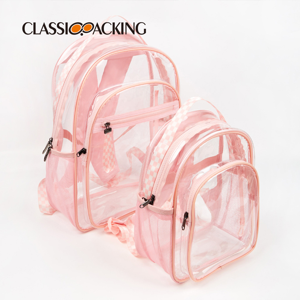 Mochila transparente Mujer estudiante de secundaria mochila impermeable de gran capacidad portátil mochila de jalea de PVC con capa intermedia