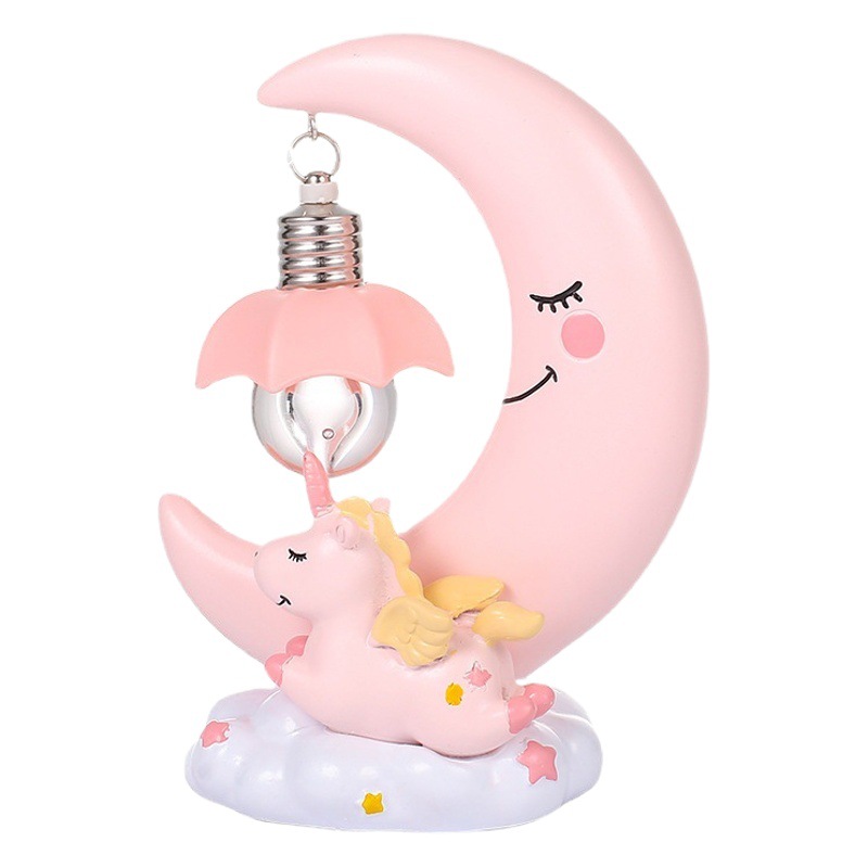 Unicornio de dibujos animados Luna luz de la estrella para niñas novias Regalo de Cumpleaños estudiante graduación resina regalo Decoración
