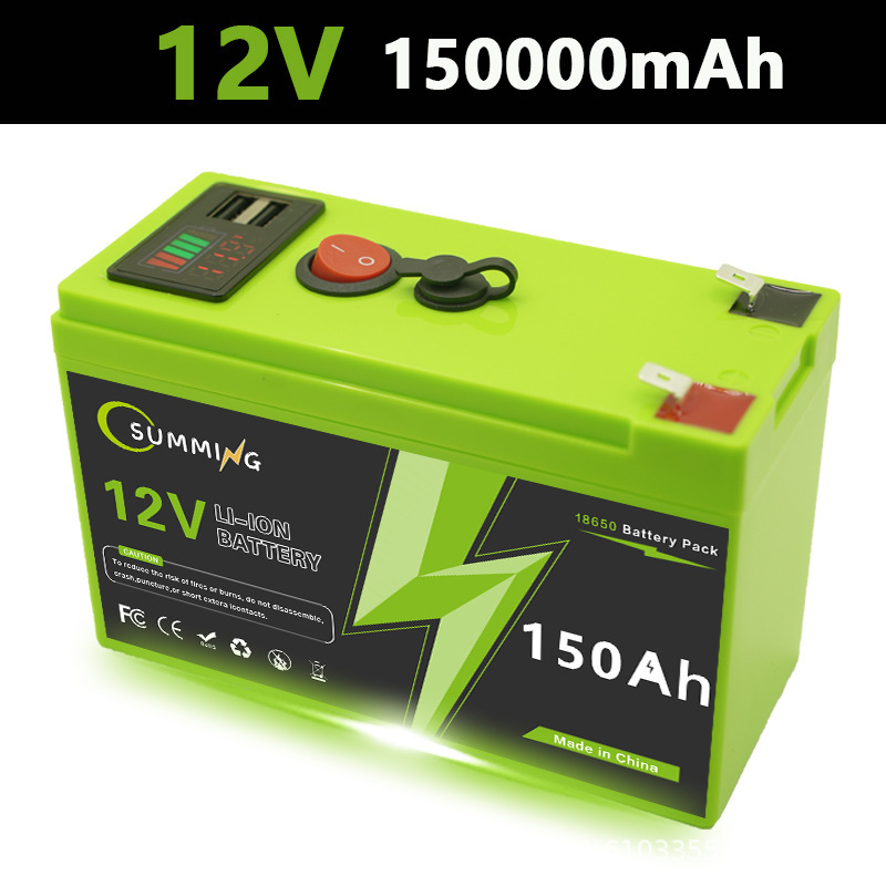 12V 150Ah ポータブル充電式バッテリー USB 電源ディスプレイポート付き多目的バックアップ電源ドロップシッピング|undefined