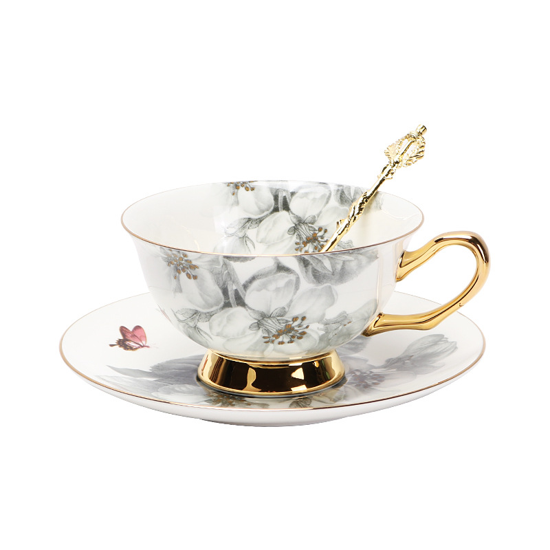 Nórdico ins simple Hueso fresco China taza de café y platillo traje lujo luz tarde juego té novias regalo