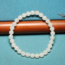 新疆和田玉籽料手链天然玉石老料羊脂白玉6mm圆珠女士款精品手串