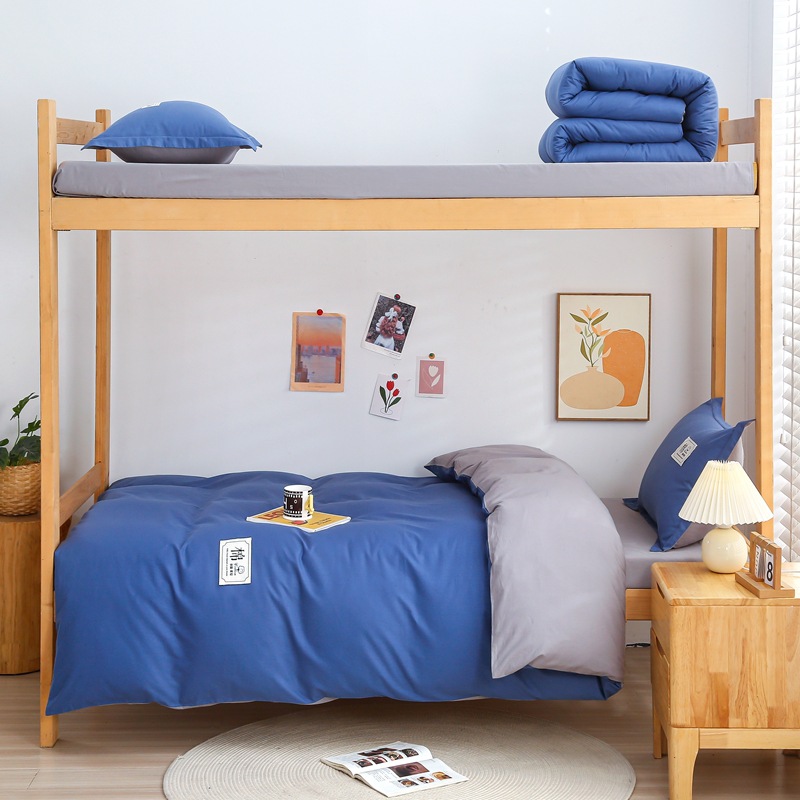 Juego de tres piezas de algodón puro para dormitorio estudiantil, juego de seis piezas de algodón puro de 40 hilos, compra al por mayor de ropa de cama individual para colchón, estilo simple de color sólido.