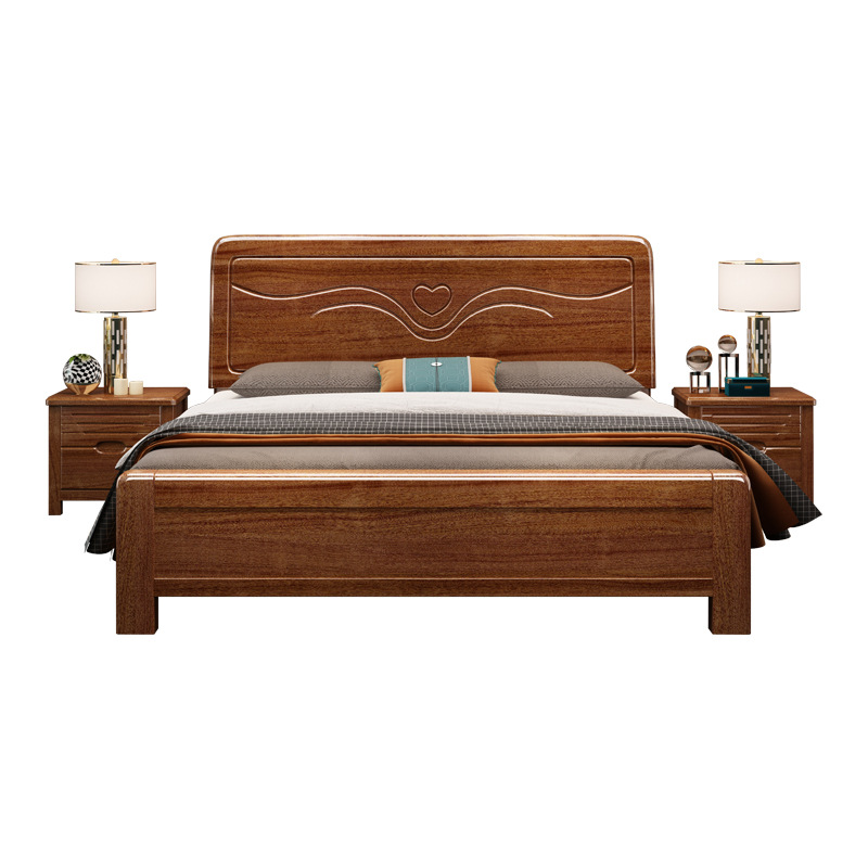 Nueva cama de madera maciza china de nogal 1,8 m dormitorio cama simple moderna cama doble 1,5 m caja de almacenamiento cama de boda
