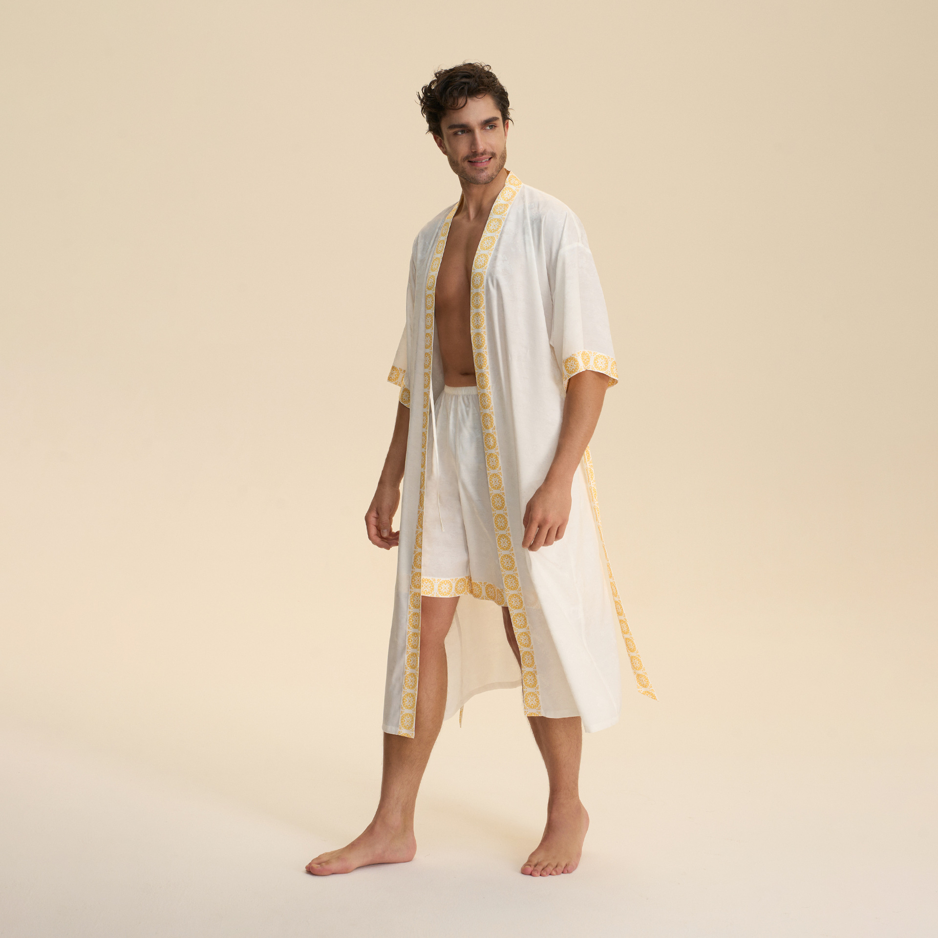 Europa y los Estados Unidos comercio exterior transfronterizo nuevo pijama satén pijama de mangas largas pijama pantalones cortos conjunto de ropa de hogar 3993 + 3994