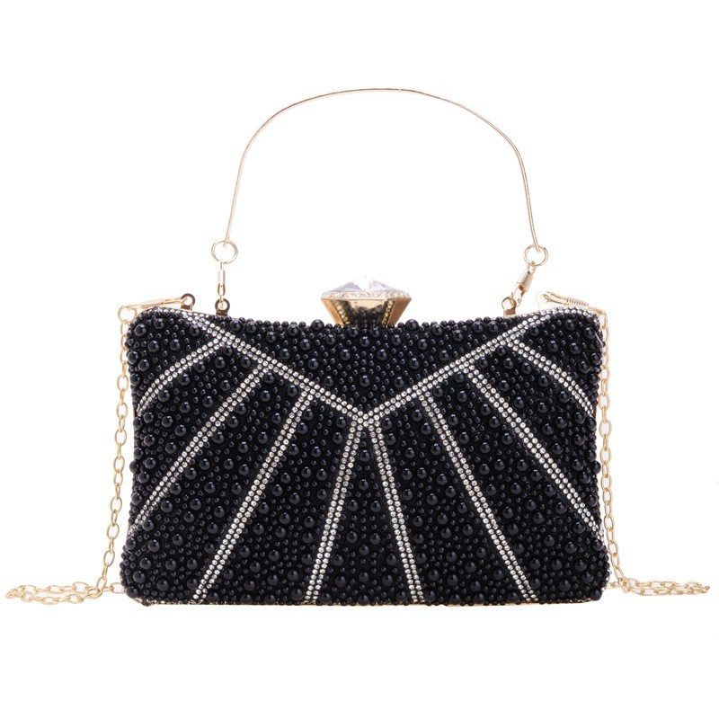 2025 Europa y Estados Unidos lujosos paquetes de cena de damas con diamantes de perlas para la fiesta con una bolsa de mano vestido vestido de moda