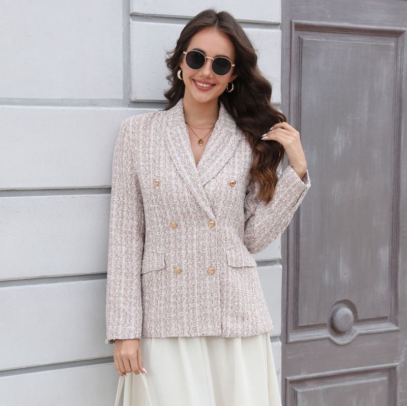 Autumn and Winter New Amazon European and American Clothing Wholesale Spot Tweed Retro Long-Sleeved Suit Small Fragrance Jacket