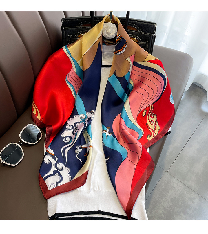 90cm Large Square Scarves Women's Silk Scarves Spring And Autumn Shawls display picture 4