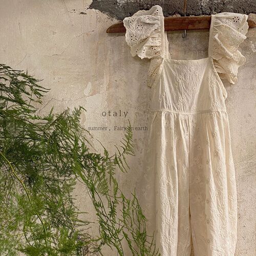  summer Korean style girls jumpsuit children's cotton embroidered jumpsuit ins Korean girls suspender jumpsuit