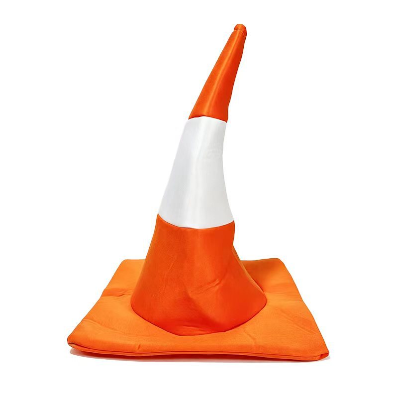 Halloween Traffic Hat, Snowflake Bucket Roadblock Hat, Orange and White Composite Traffic Roadblock Hat