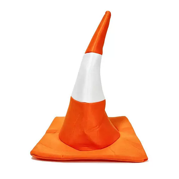 Halloween Traffic Hat, Snowflake Bucket Roadblock Hat, Orange and White Composite Traffic Roadblock Hat