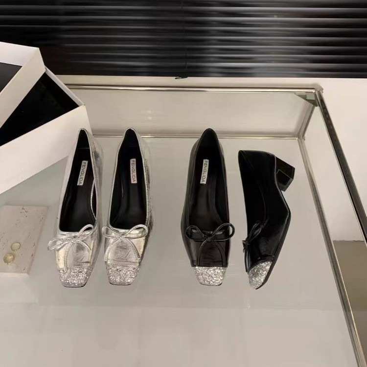 High-End Square-Toe Shallow Mouth Single Shoes For Women, Spring And Autumn New Korean Style French Elegant Evening_vogvips.com