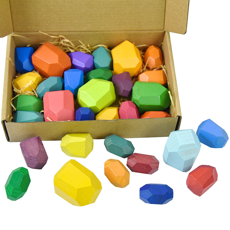 En stock transfronterizo Nórdico ins estilo colorido piedra educación temprana piedra apilada música de los niños de juguete de madera adornos