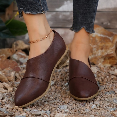 Women's Brown Elegant Pointed Toe Ankle Boots