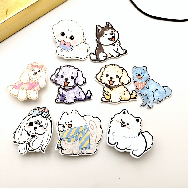New Japanese and Korean Cute Ins-Style Illustration Cat Acrylic Accessories Hairpin Shoe Decoration DIY Simple Puppy Acrylic