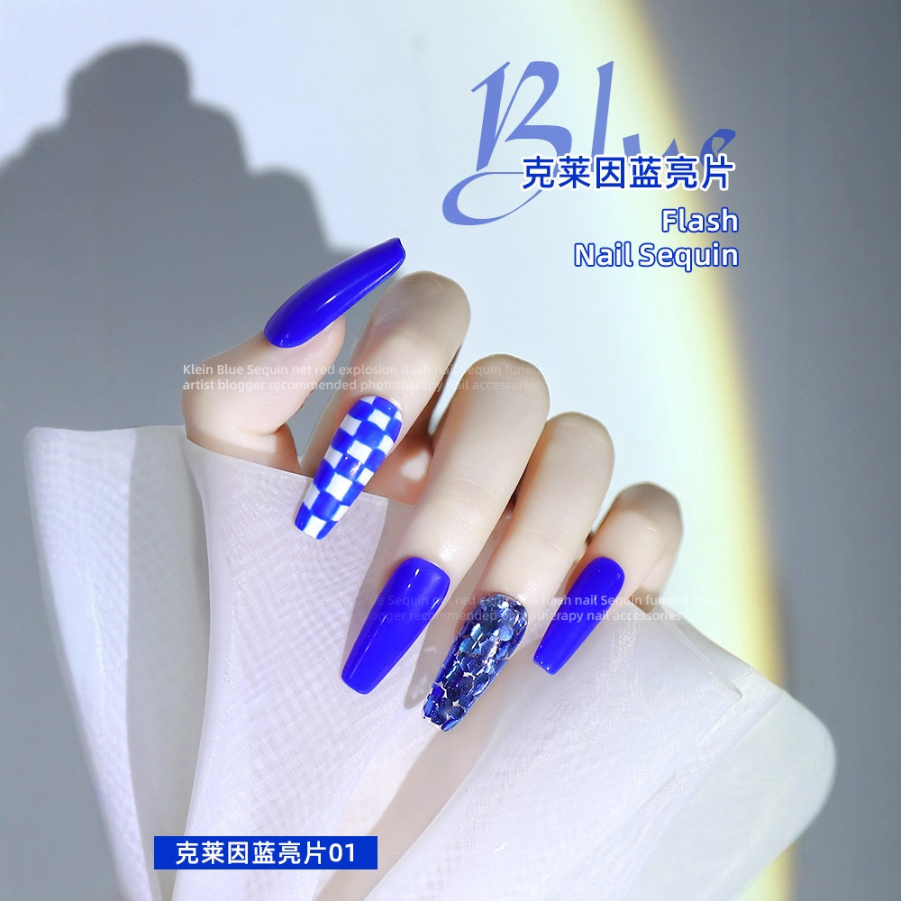 Lentejuelas grandes de estilo coreano manicura Klein Blue Net rojo estilo flash seis lados brillo joyas espejo gradiente 6 colores traje